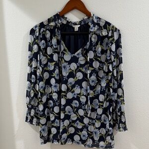 Cato Navy and White Floral Blouse